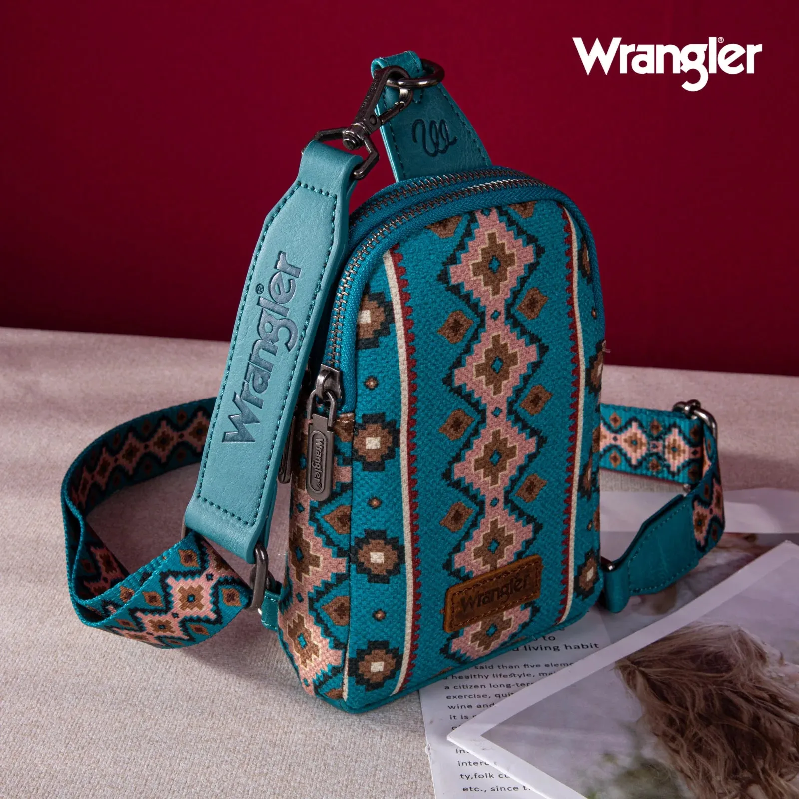 Wrangler Southwestern Print Canvas Crossbody/Sling/Chest Bag