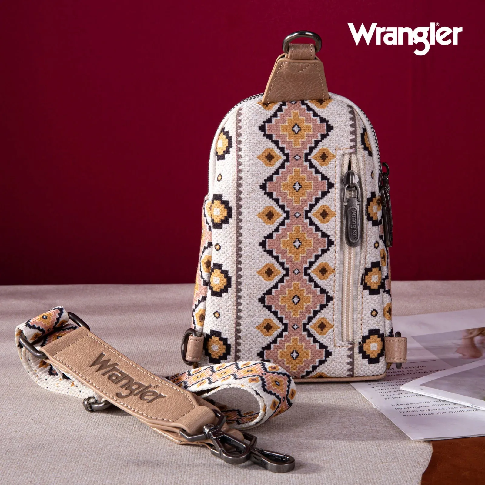 Wrangler Southwestern Print Canvas Crossbody/Sling/Chest Bag