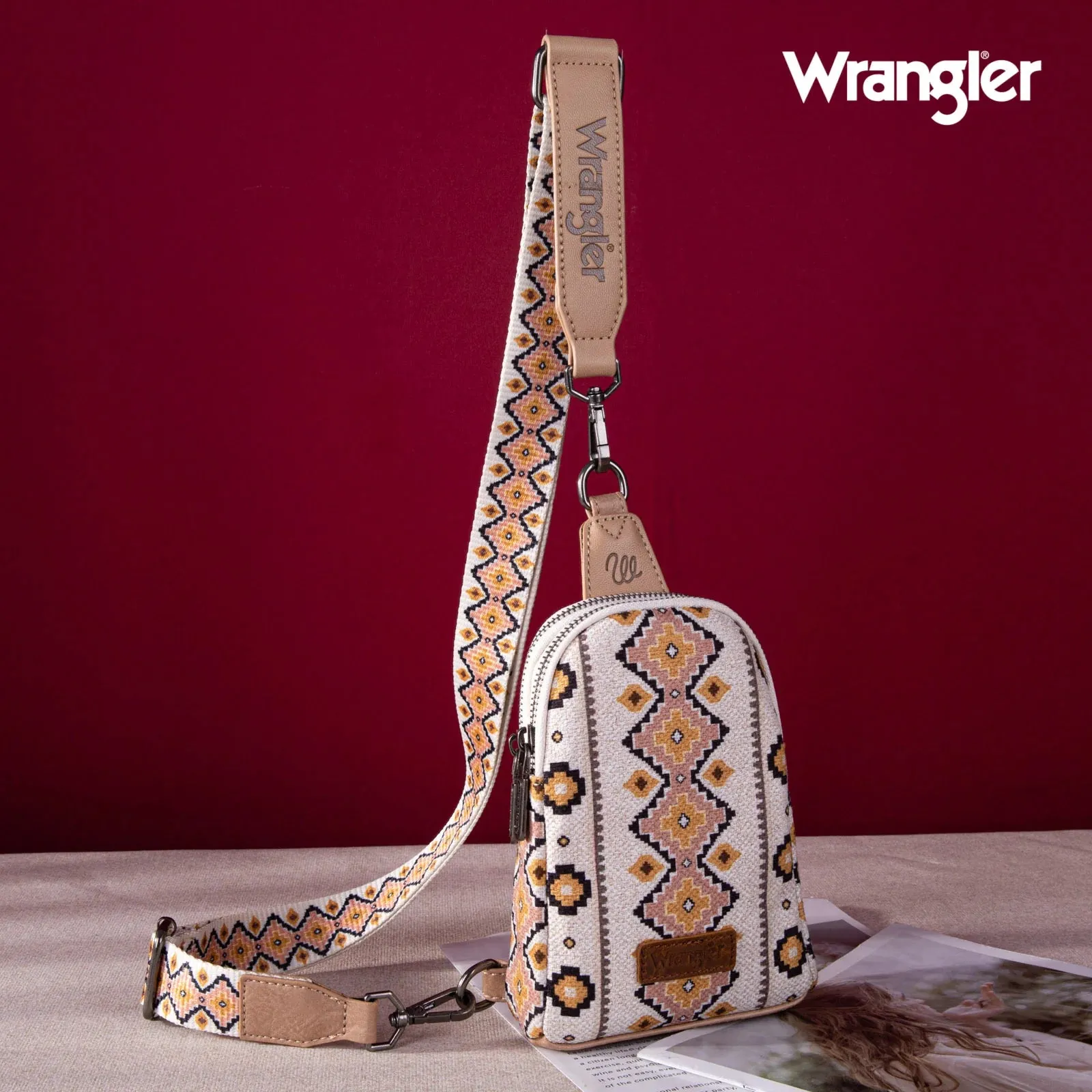 Wrangler Southwestern Print Canvas Crossbody/Sling/Chest Bag