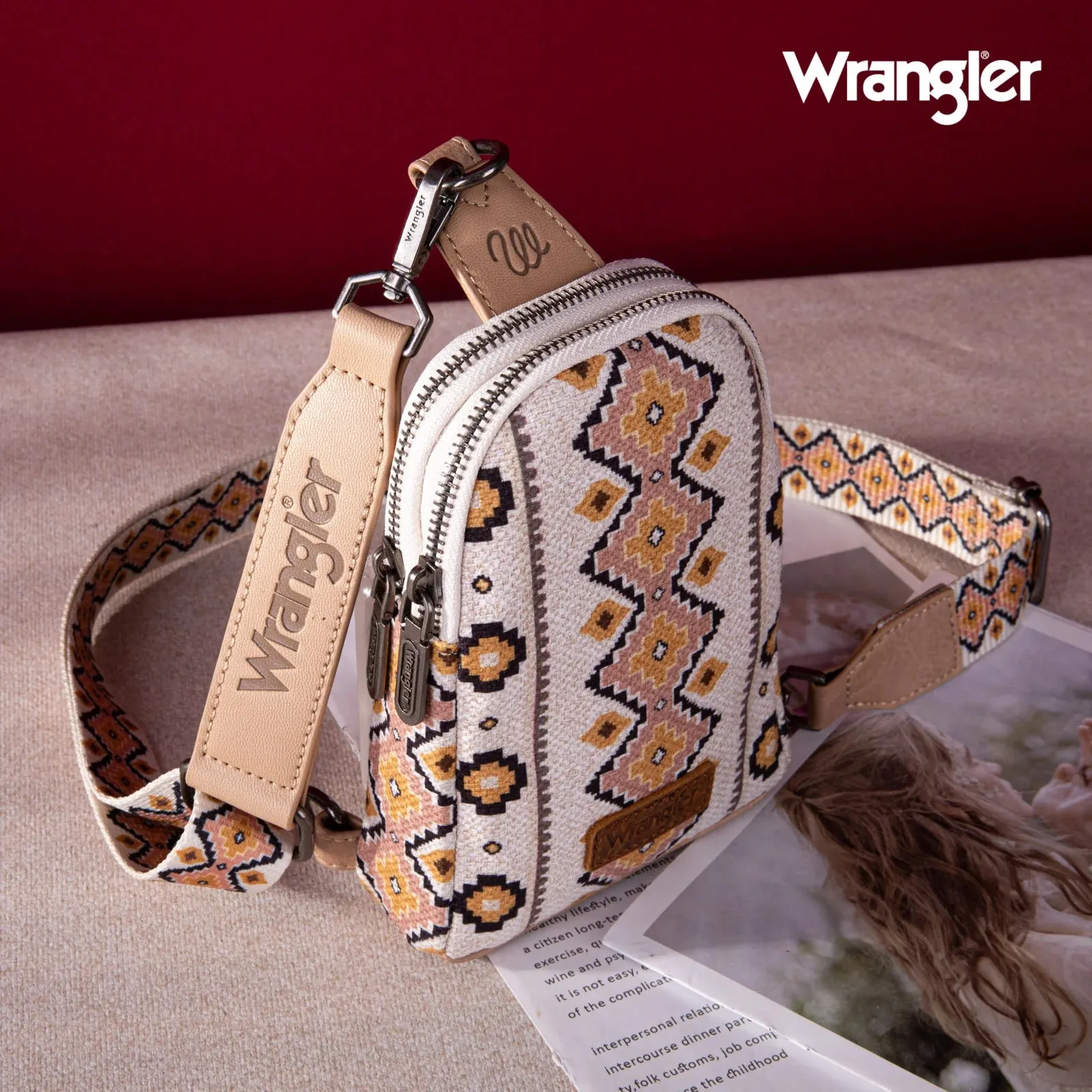Wrangler Southwestern Print Canvas Crossbody/Sling/Chest Bag