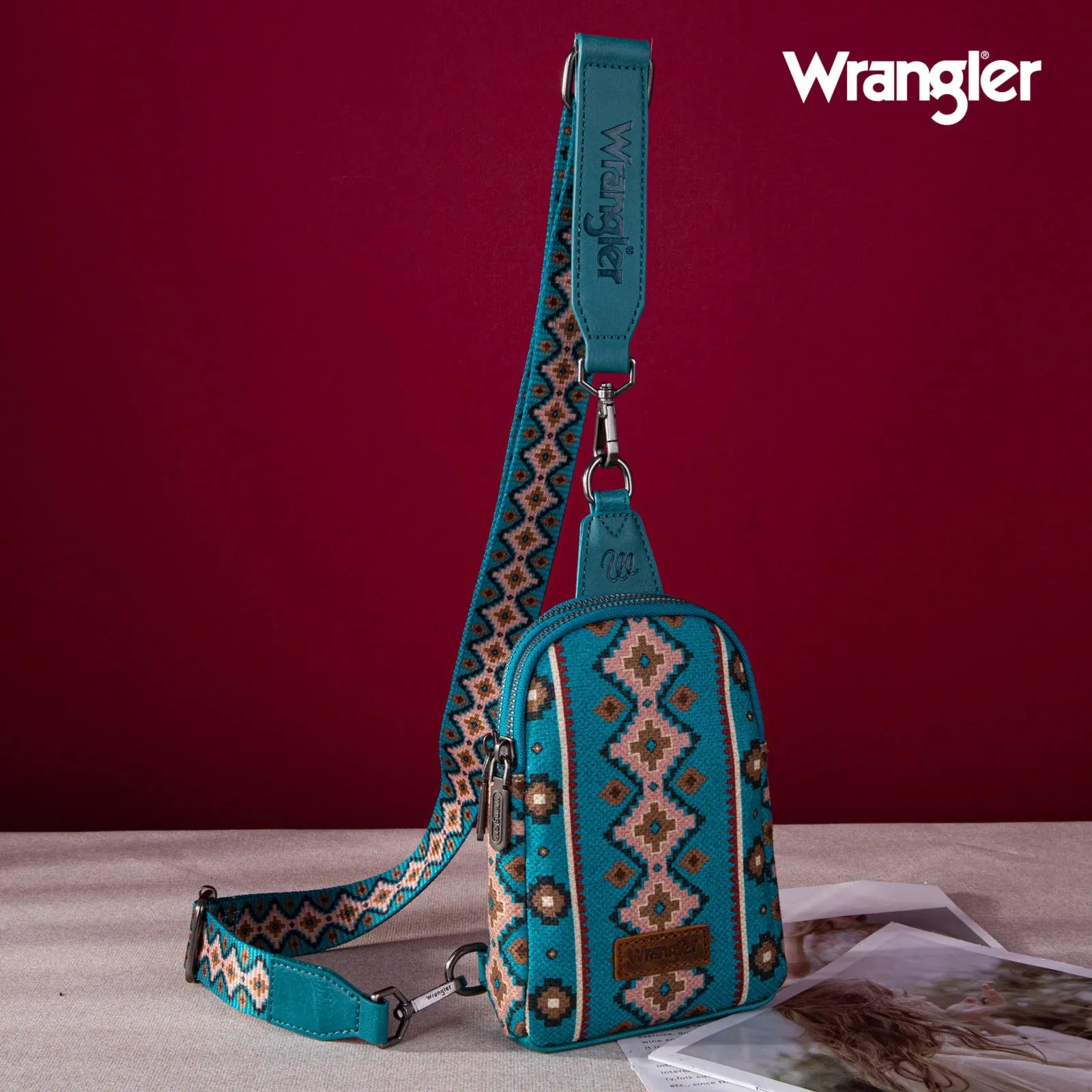 Wrangler Southwestern Print Canvas Crossbody/Sling/Chest Bag