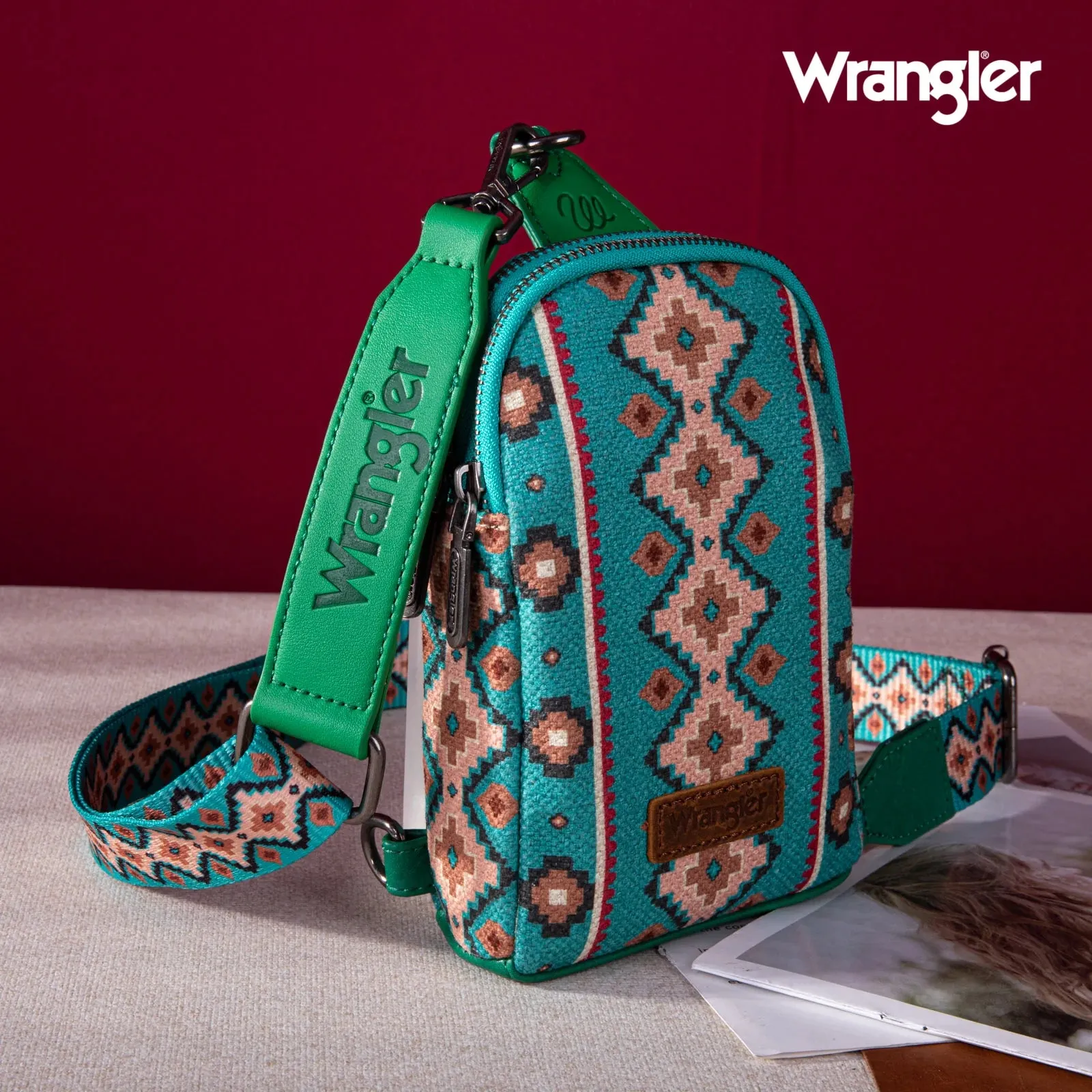 Wrangler Southwestern Print Canvas Crossbody/Sling/Chest Bag
